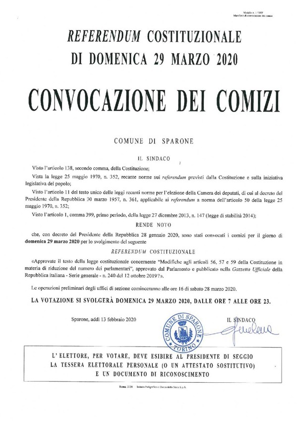  REFERENDUM COSTITUZIONALE  - COMUNICAZIONI
