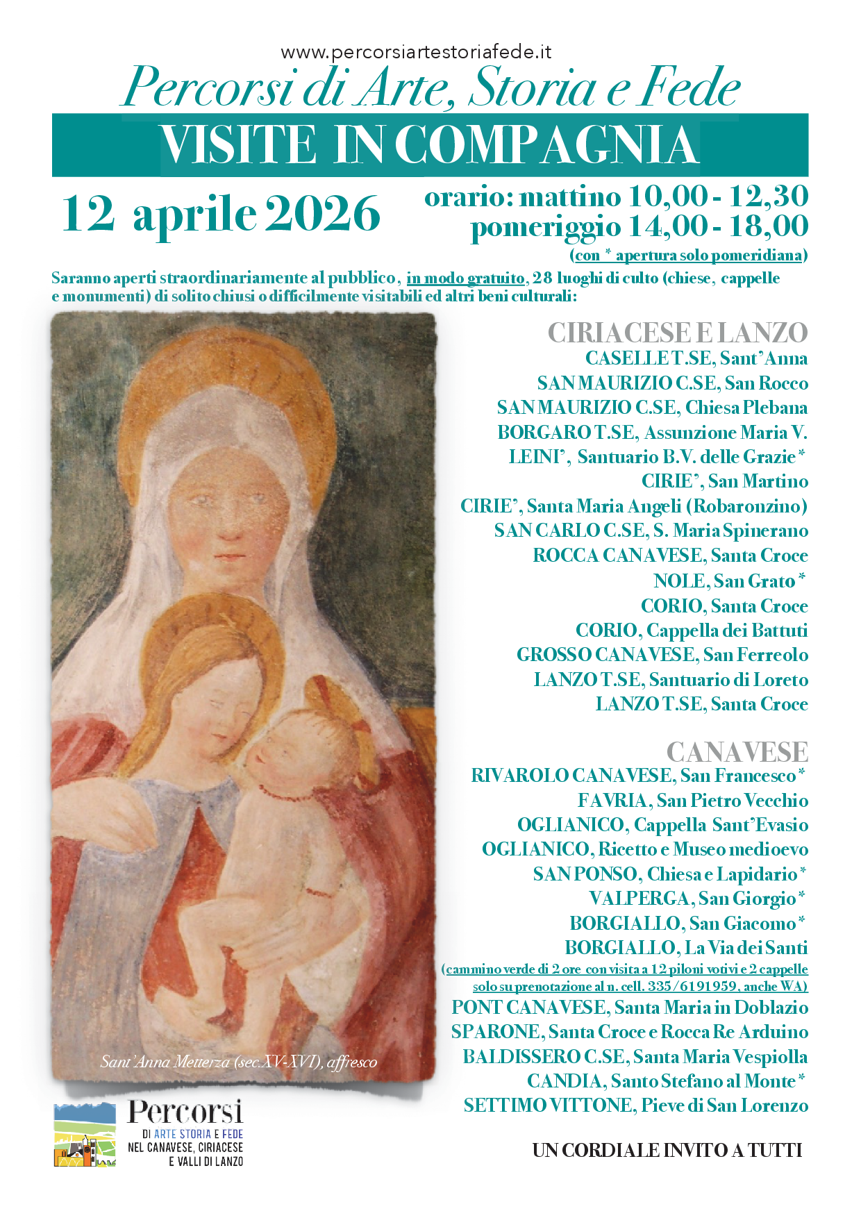 Locandina evento "VISITE IN COMPAGNIA - Percorsi di Arte, Storia e Fede"