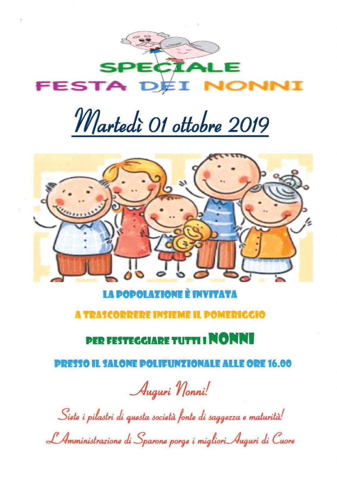 Festa Dei Nonni Martedi 01 Ottobre 19 Comune Di Sparone